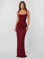 Womens Backless Bodycon Maxi Dress in Stretch Fabric