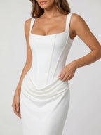 Womens Backless Bodycon Maxi Dress in Stretch Fabric