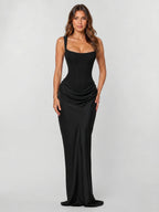 Womens Backless Bodycon Maxi Dress in Stretch Fabric