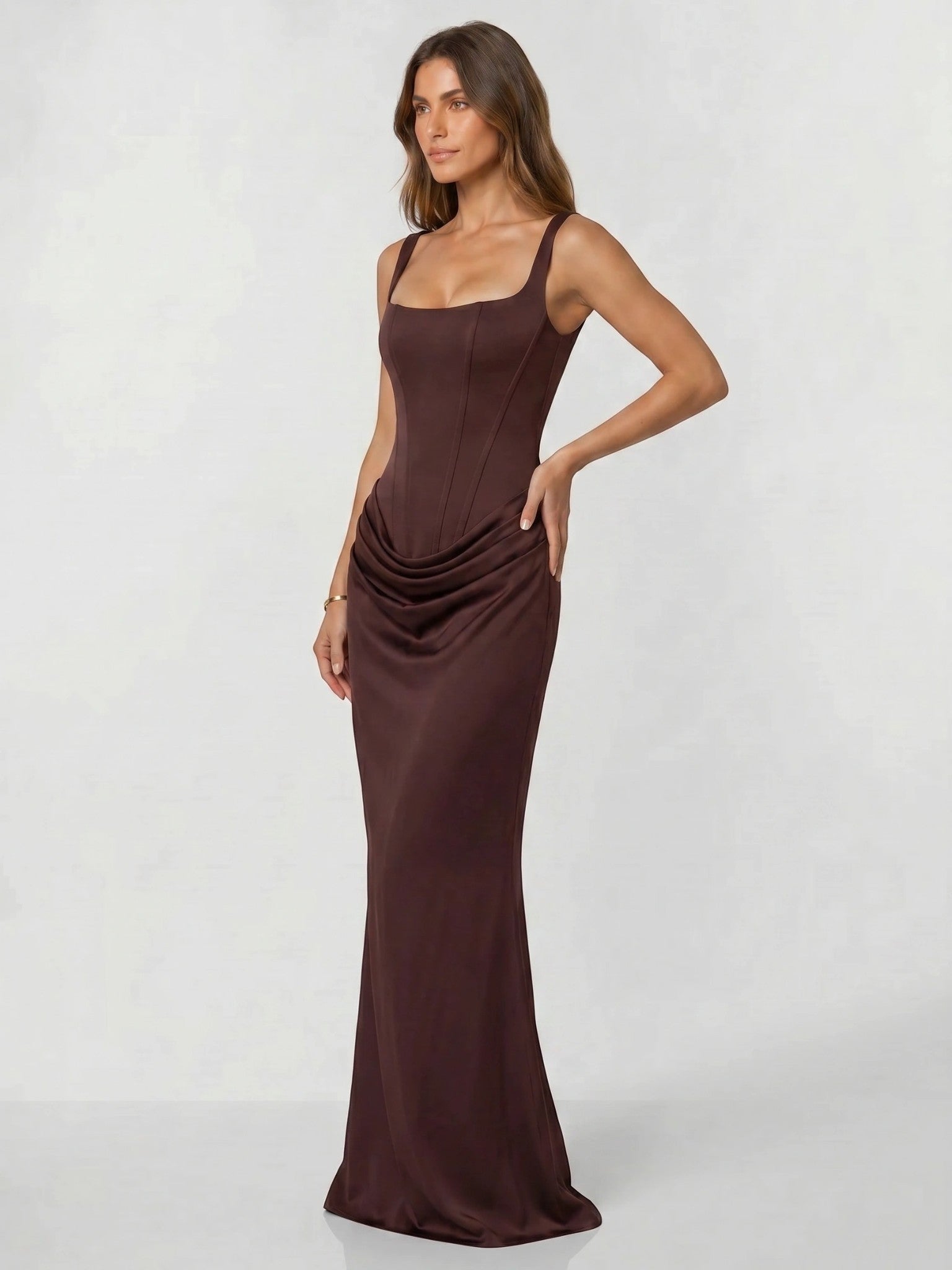 Womens Backless Bodycon Maxi Dress in Stretch Fabric