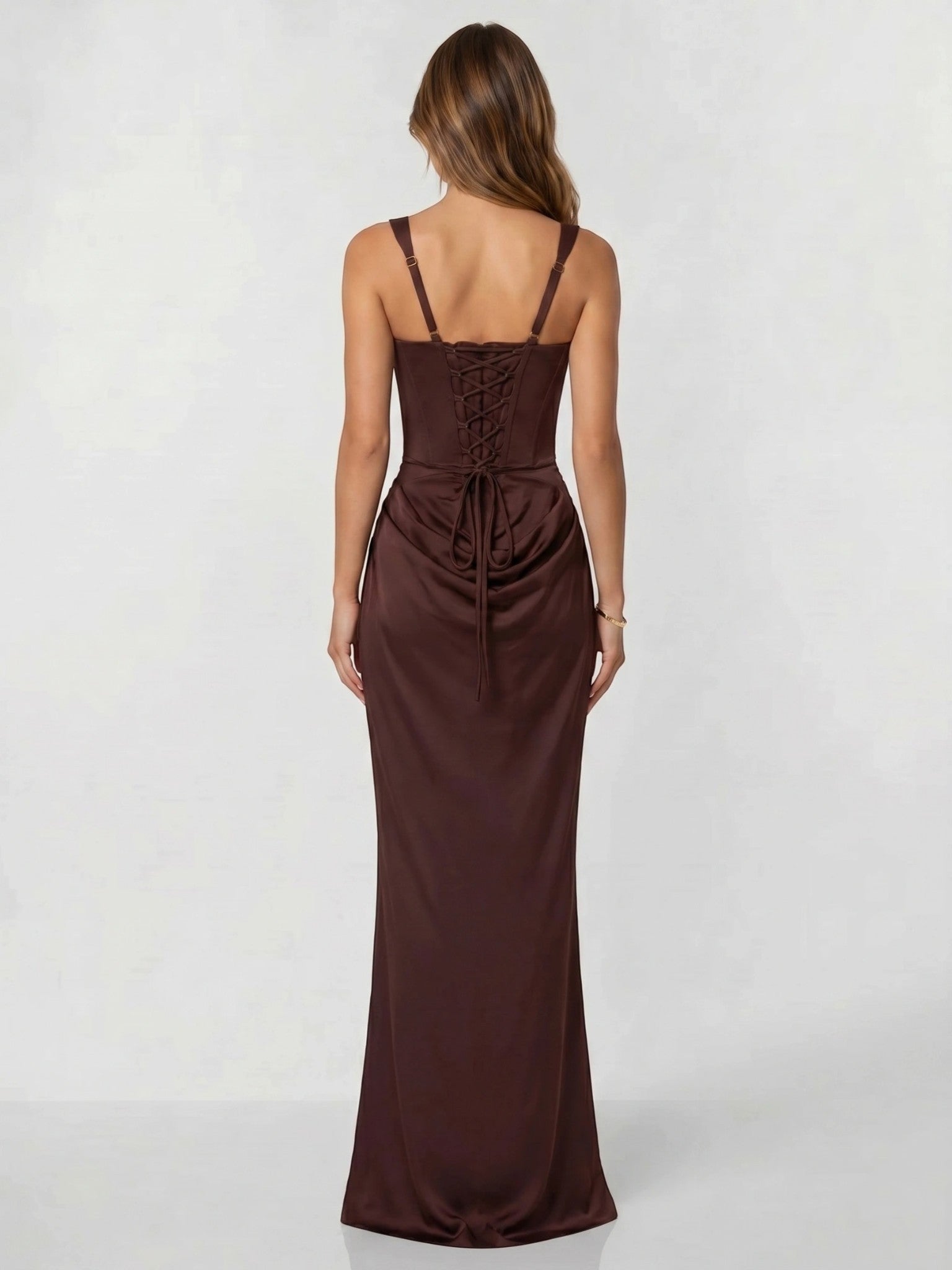 Womens Backless Bodycon Maxi Dress in Stretch Fabric
