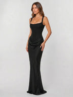 Womens Backless Bodycon Maxi Dress in Stretch Fabric