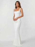 Womens Backless Bodycon Maxi Dress in Stretch Fabric