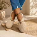 Women's Suede Slip-On Loafers with Bow Detail