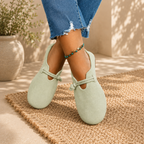 Women's Suede Slip-On Loafers with Bow Detail