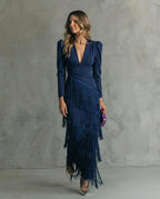 Women’s Textured Fringe Maxi Dress