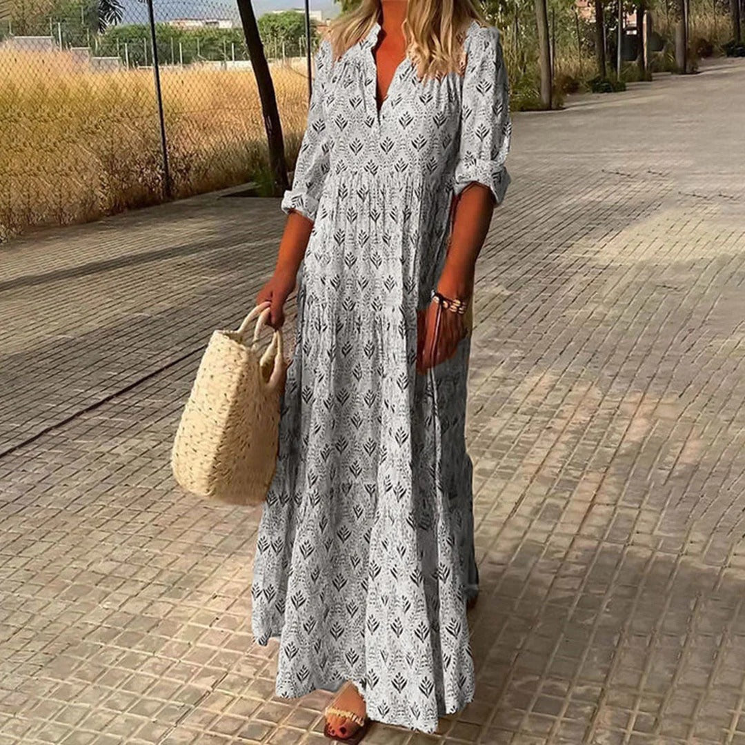 Women’s Tiered Maxi Dress with Long Sleeves
