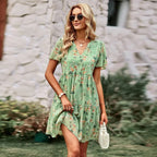 Women's Tiered Mini Dress with Floral Print