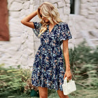 Women's Tiered Mini Dress with Floral Print