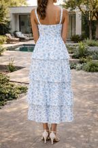 Women’s Tiered Strap Printed Midi Dress