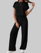 Women's Two-Piece Set with Vertical Ribbed Texture