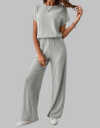 Women's Two-Piece Set with Vertical Ribbed Texture