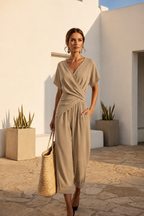 Women’s Wrap Top and Cropped Pants Set