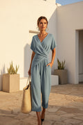 Women’s Wrap Top and Cropped Pants Set